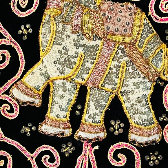 Vtg Rico International Vest Sequined Elephant Boho Womens M/L Festival Beaded - Picture 8 of 13